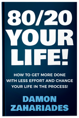 Cover image of the ebook "80/20 Your Life" by Fireflies, featuring a modern design with the title and author Damon Zahariades.