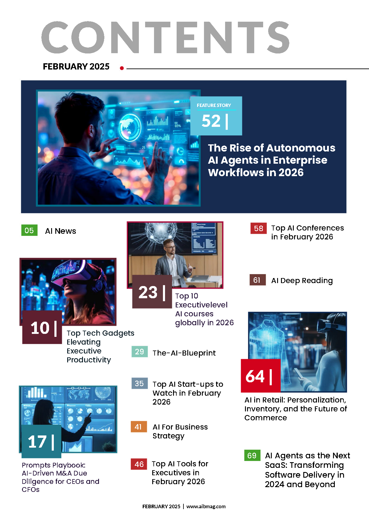 Cover page of Fireflies Ai Business February 2026 eMagazine featuring futuristic AI technology and business insights.