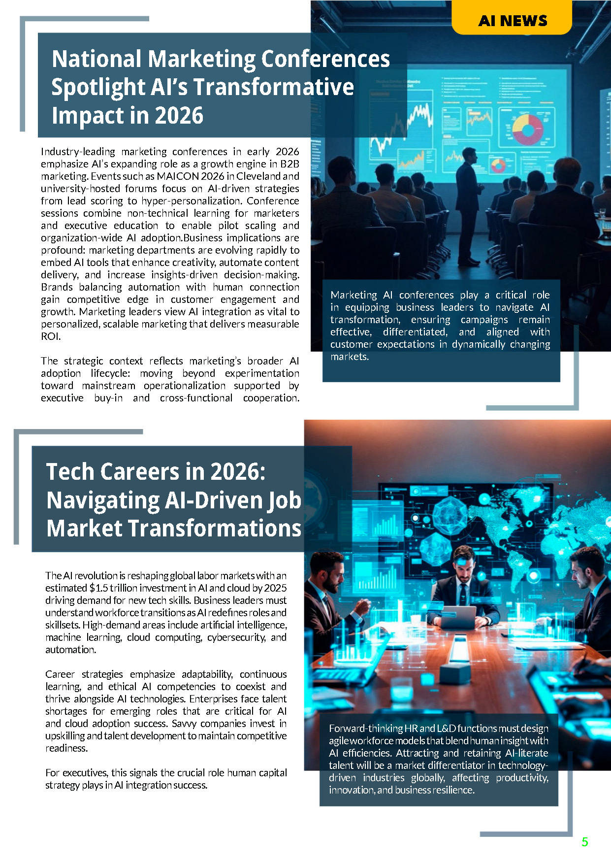 Fireflies Ai Business February 2026 eMagazine cover page showing futuristic digital graphics and AI technology visuals.