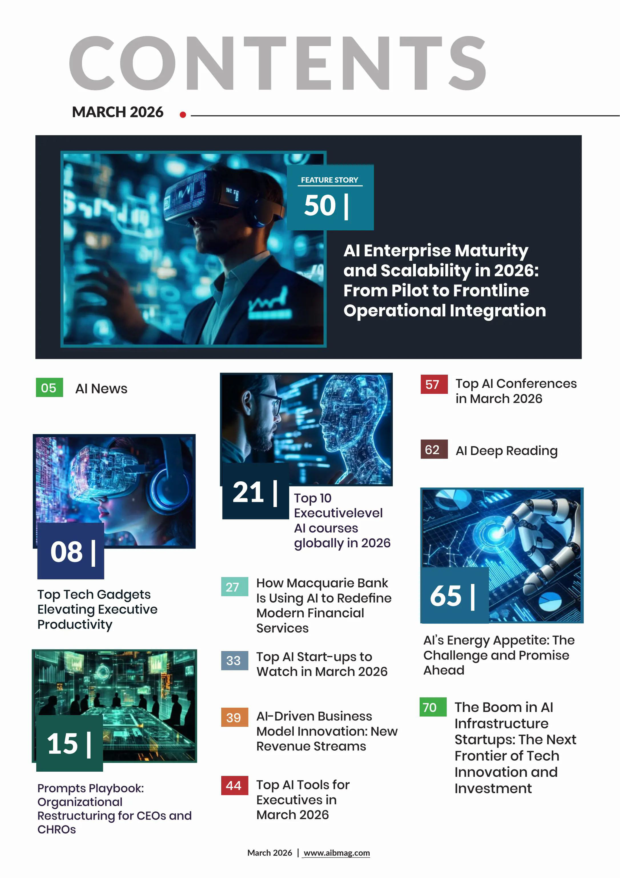 Fireflies Ai Business March 2026 eMagazine cover page showcasing modern design and digital content.
