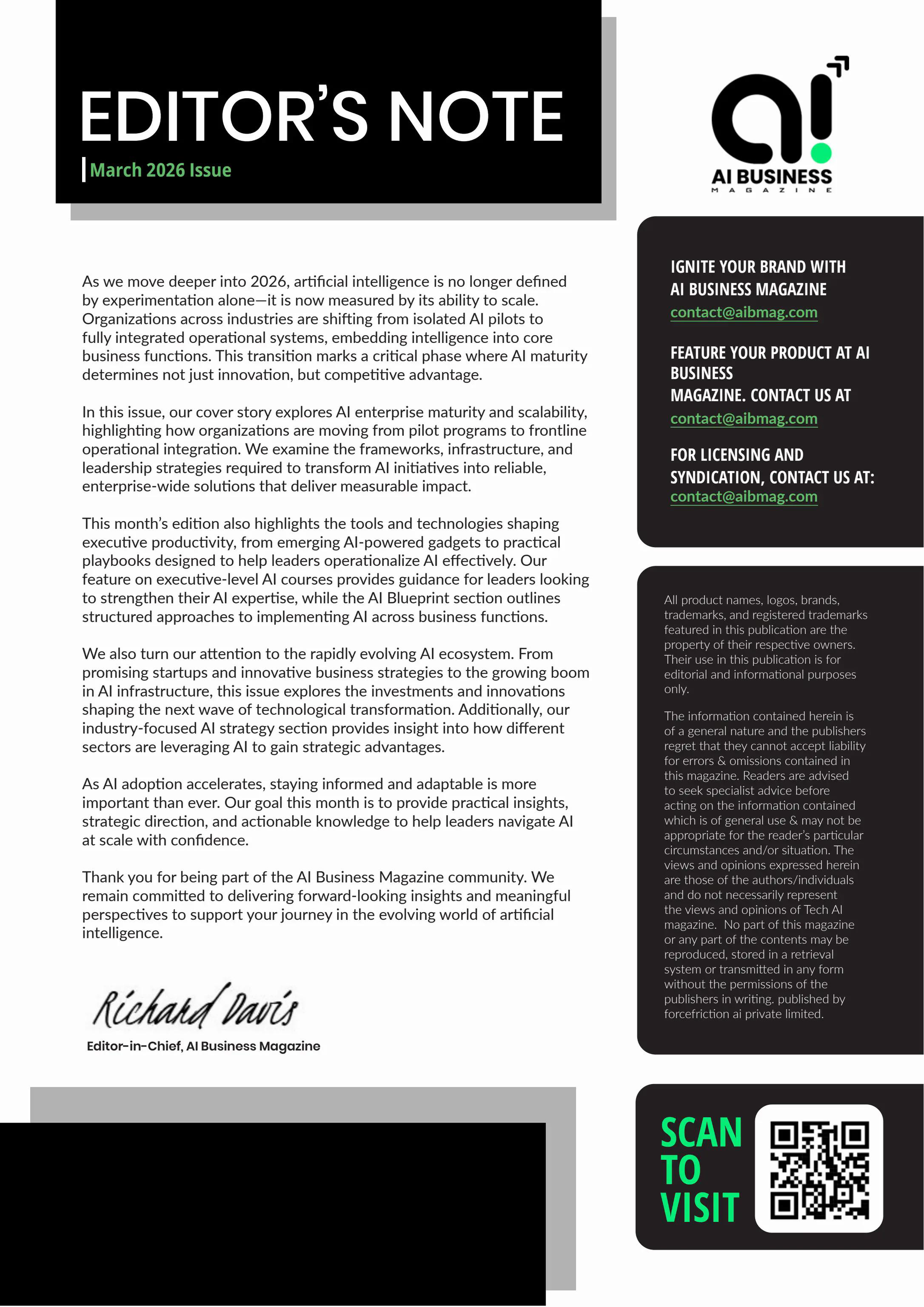 Cover of Fireflies Ai Business March 2026 eMagazine featuring futuristic AI-themed graphics and technology imagery.