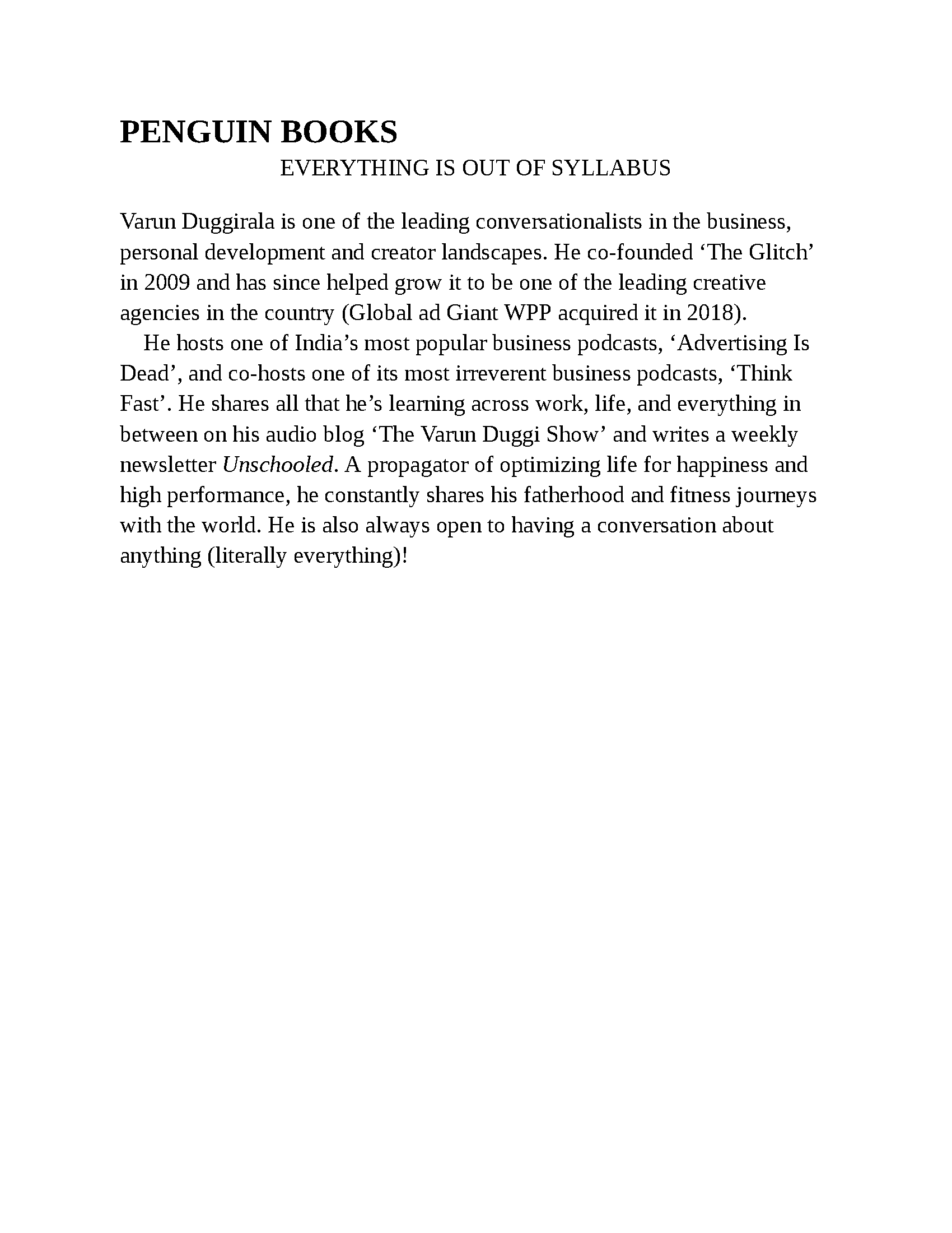 Ebook cover for "Everything Is Out of Syllabus" by Fireflies, featuring a minimalist design with title text on a white background.