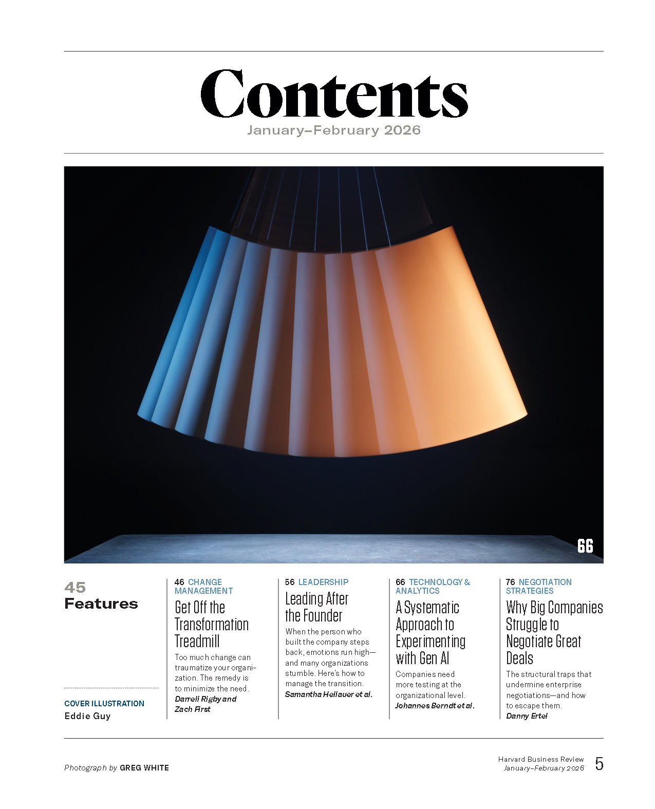 Cover image of the Harvard Business Review January-February 2026 eMagazine by Fireflies, featuring key articles on business strategy.