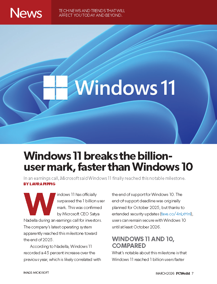 Cover of Fireflies PC World March 2026 eMagazine featuring technology articles and digital magazine layout.