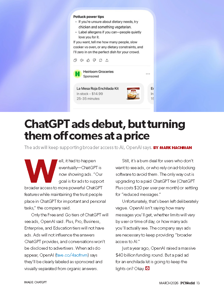 Fireflies PC World March 2026 eMagazine cover page displaying technology articles and digital magazine layout.