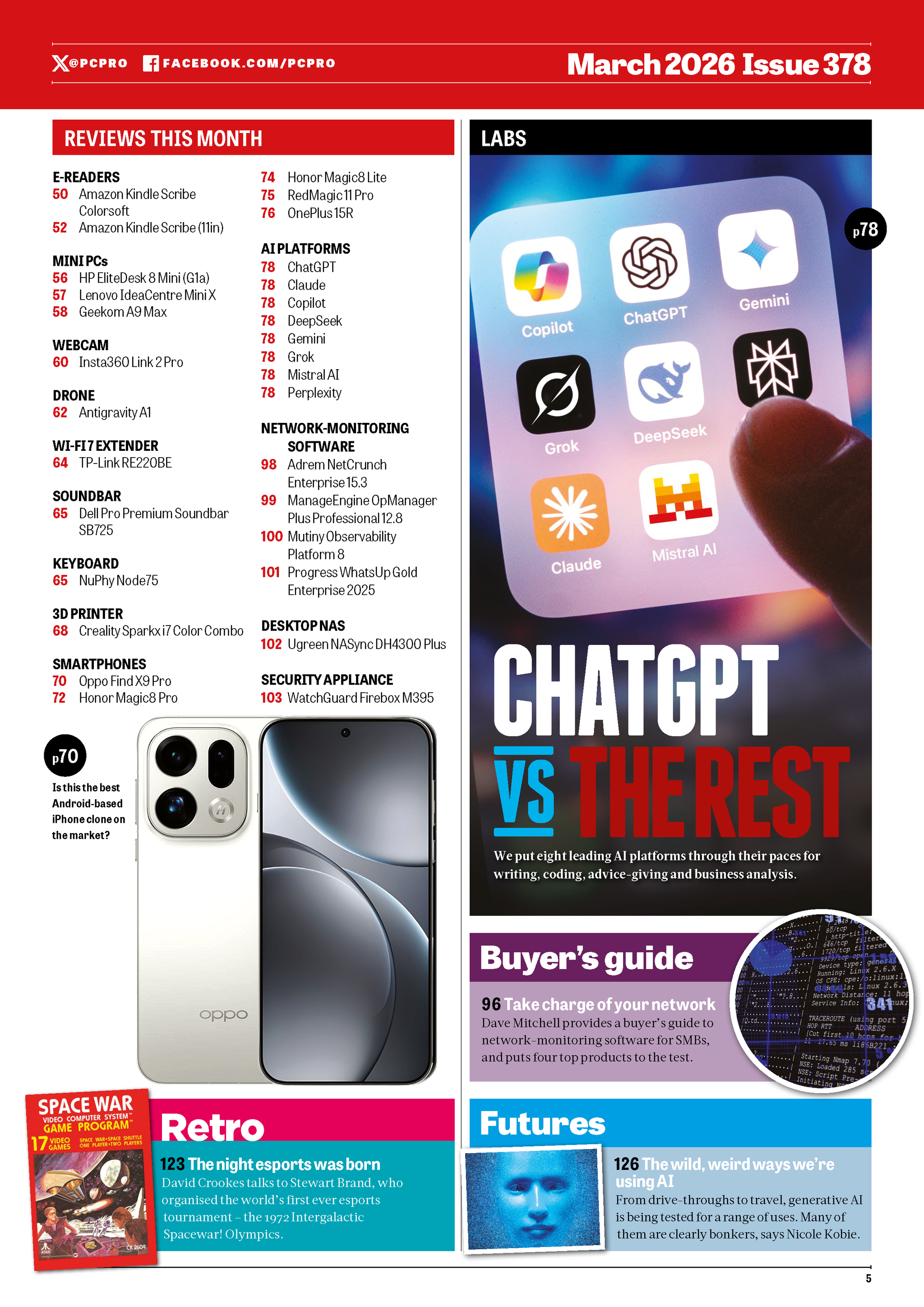 Cover of Fireflies PC PRO March 2026 eMagazine showing technology articles and digital magazine layout.