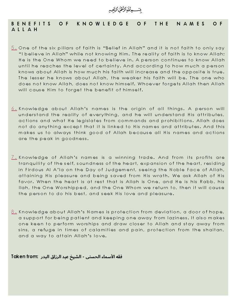 The Most Beautiful Names of Allah - Fireflies