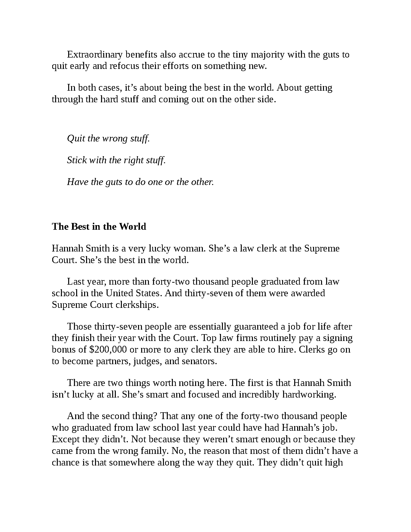 Page 18 of Fireflies' ebook "The Dip" by Seth Godin, featuring text and diagrams discussing perseverance and success strategies.