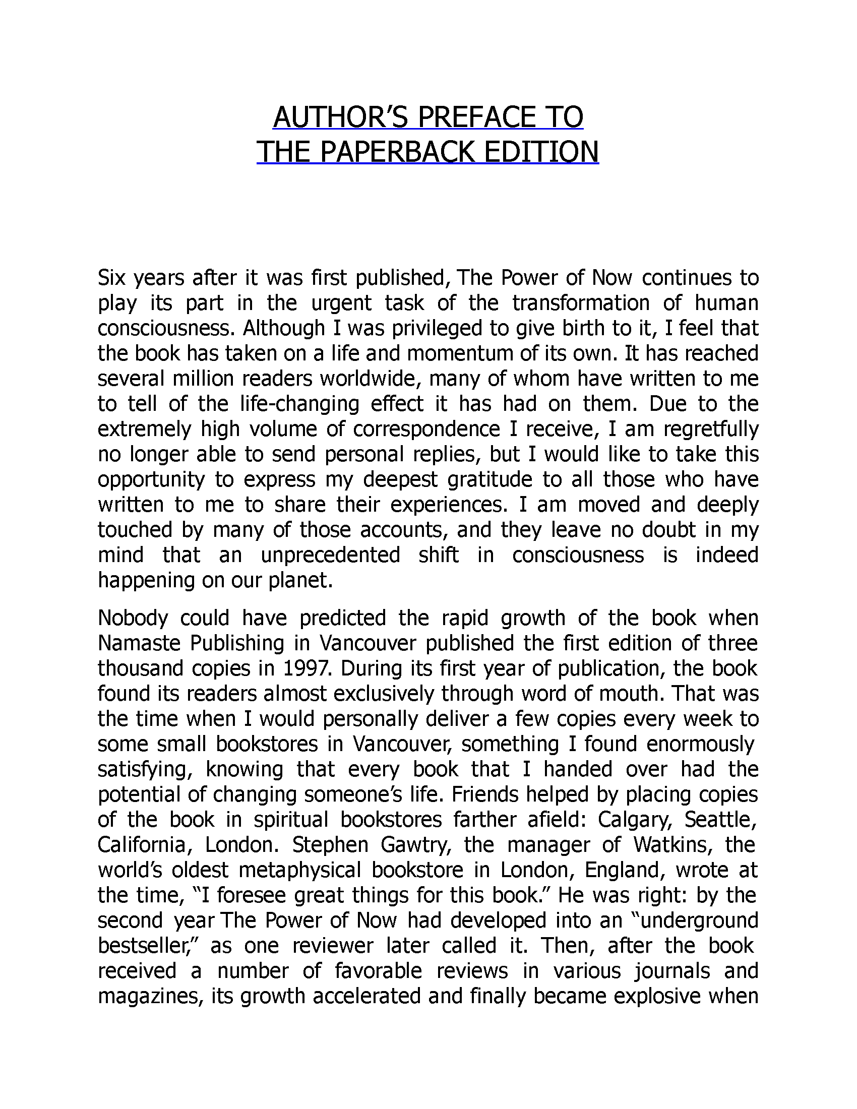 Ebook cover of "The Power of Now" by Eckhart Tolle, published by Fireflies, showing the book's title and author on a plain background.