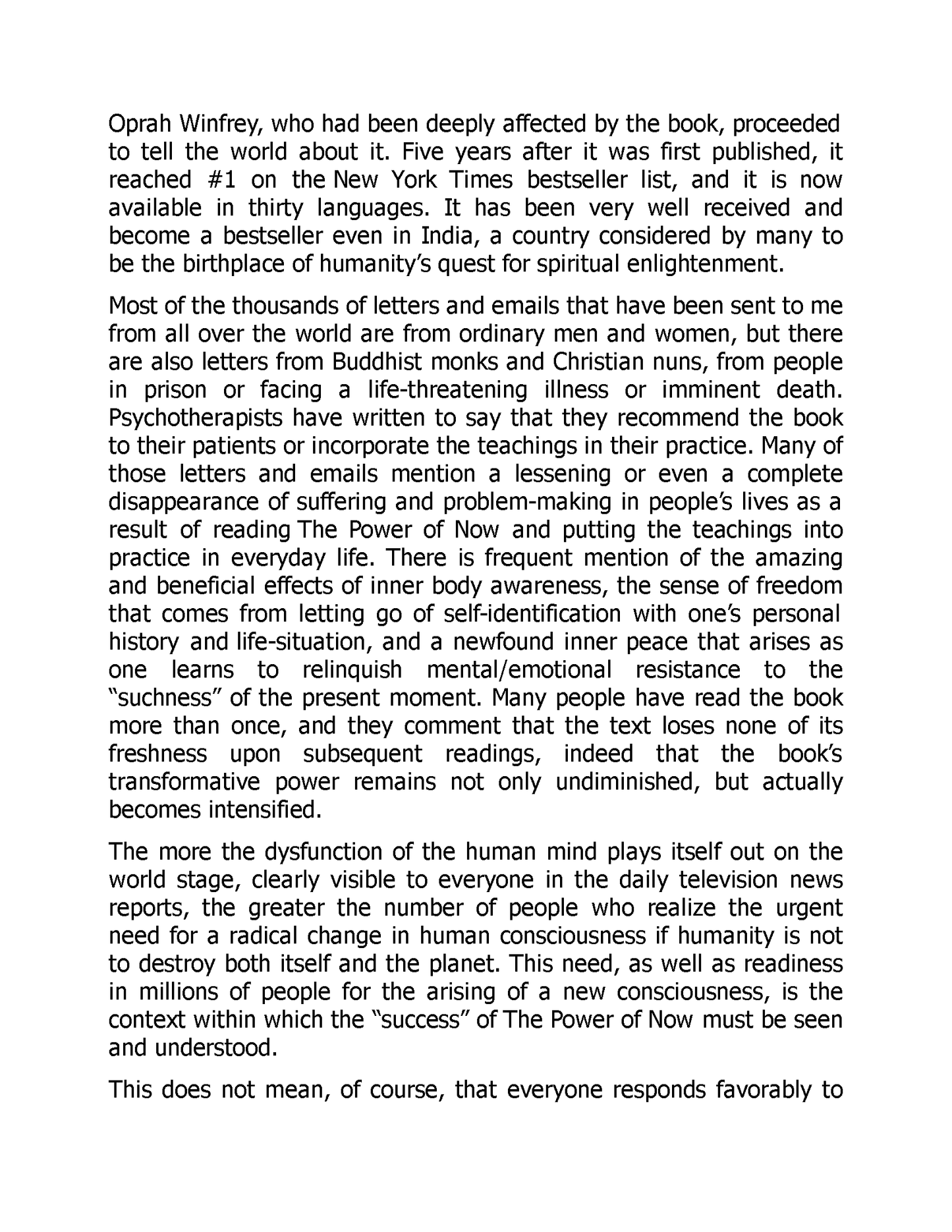 Ebook cover of "The Power of Now" by Eckhart Tolle, published by Fireflies, showing the title page and text on the screen.