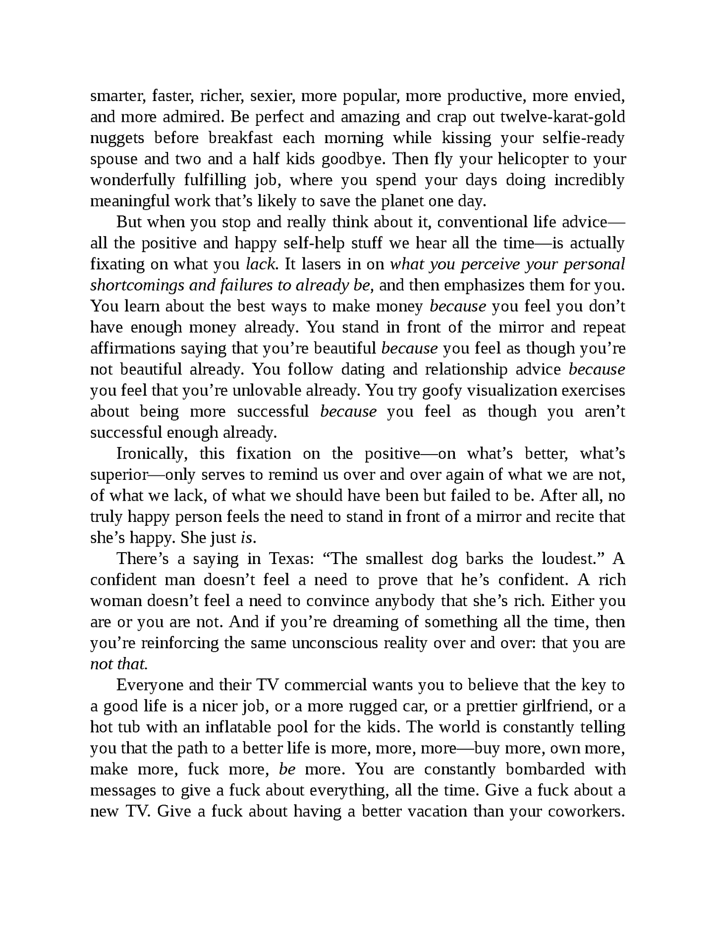 Ebook cover of "The Subtle Art of Not Giving a F*ck" by Mark Manson, published by Fireflies, showing the book's title page.