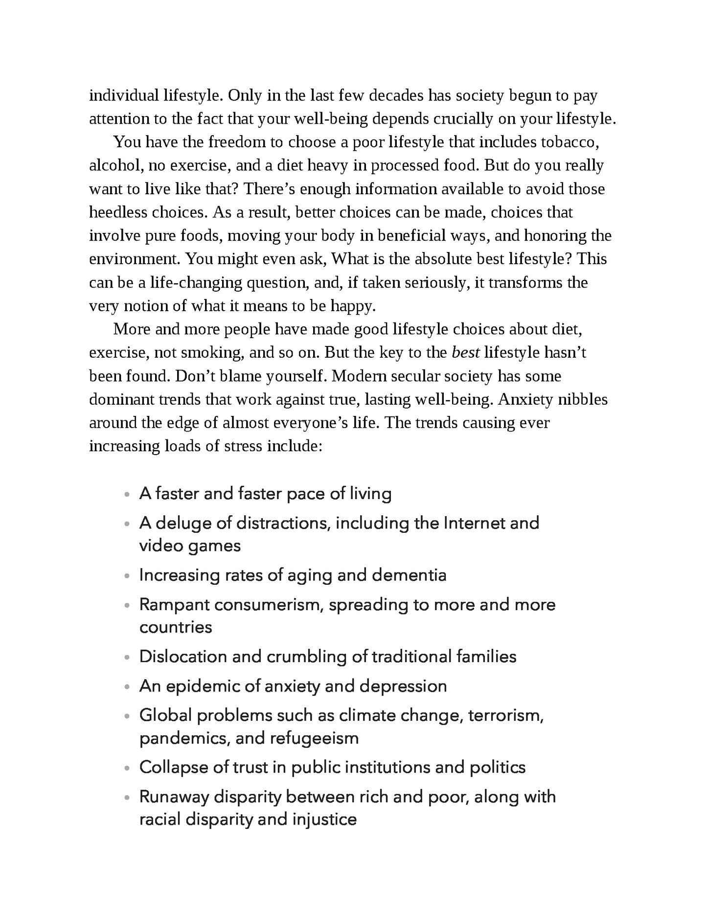 Page from Fireflies Total Meditation ebook showing stress-free living tips by Deepak Chopra, focusing on meditation practices.