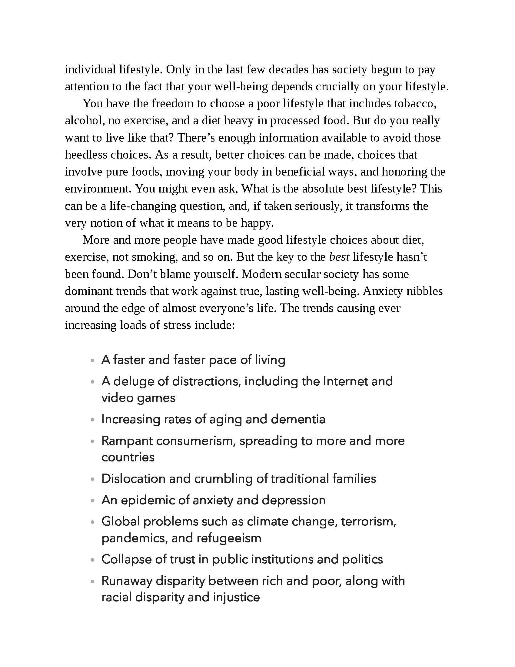 Page from Fireflies Total Meditation ebook showing stress-free living tips by Deepak Chopra, focusing on meditation practices.